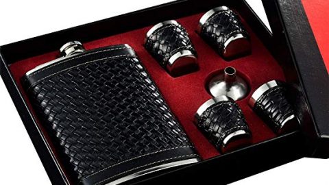 Image for GENNISSY 9OZ Black Hip Flask Set