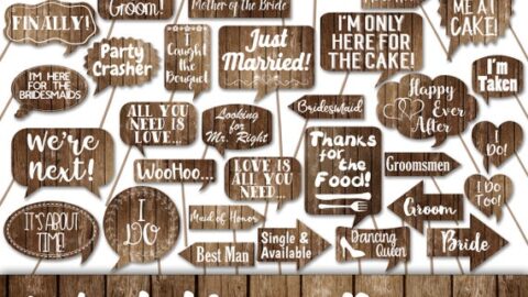 Image for Photo Booth Prop Signs and Decorations Rustic Wood