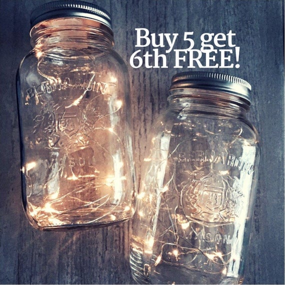 Image for Mason jar light Centerpiece Lights Country Wedding Rustic | Etsy