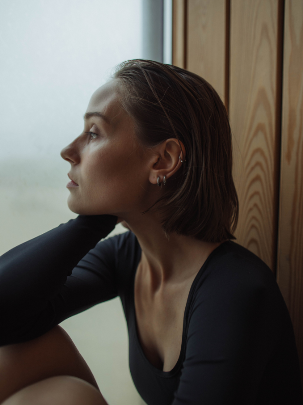 a woman thinking