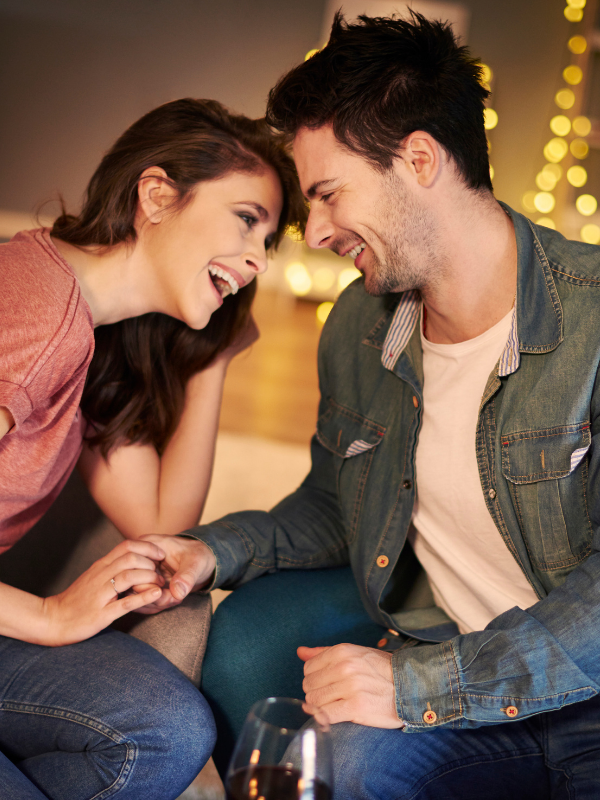 couple laughing together