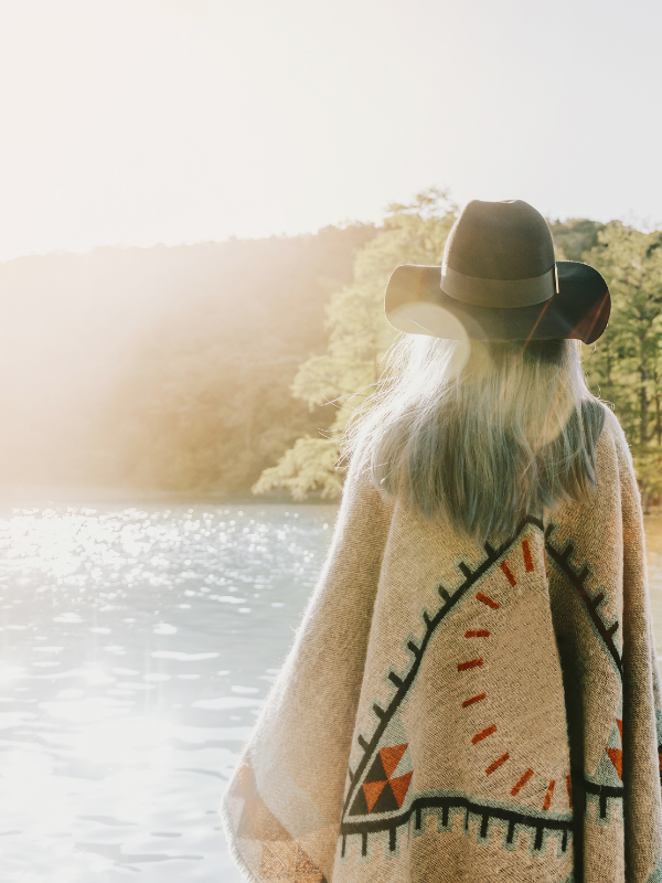woman on a lake