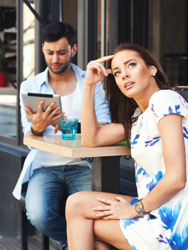 bored woman on a date