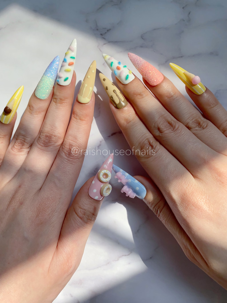 fun mismatch summer nails