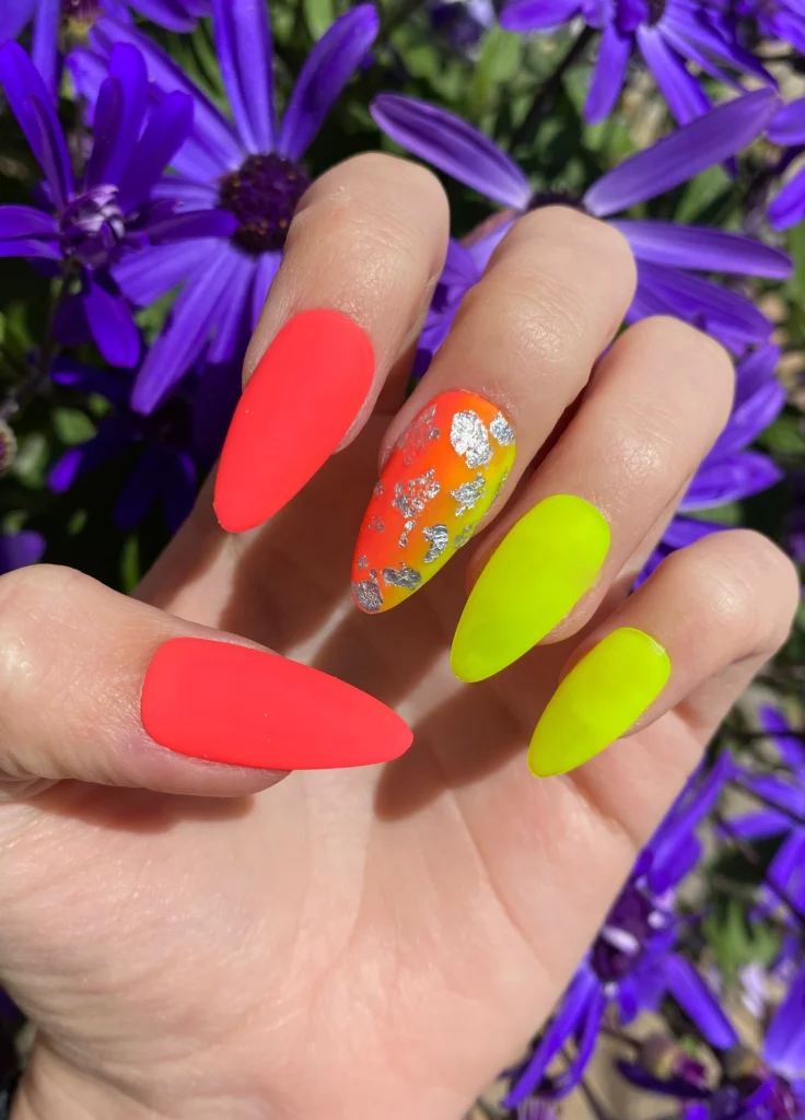 neon pink summer nails