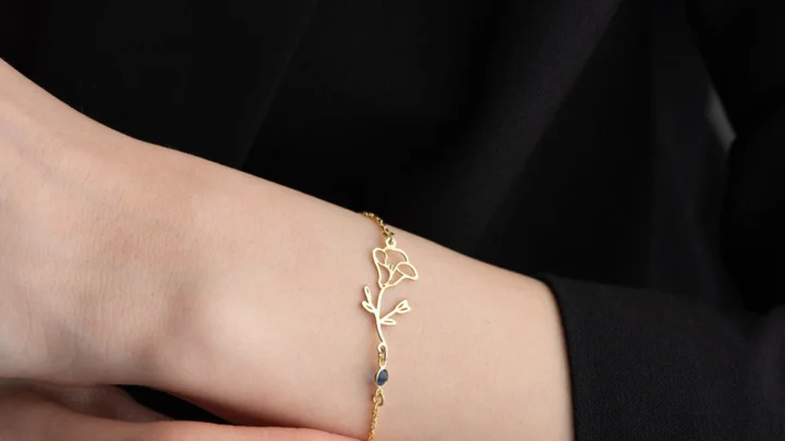 Image for Dainty Birthflower Birthstone Bracelet
