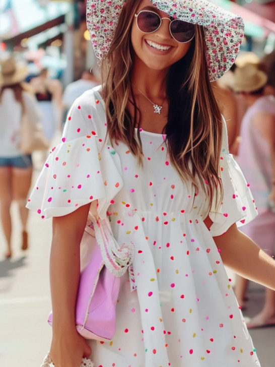 short vibrant dotted dress