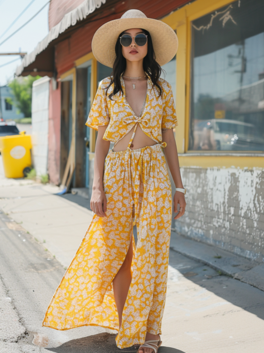 yellow summery jumpsuit