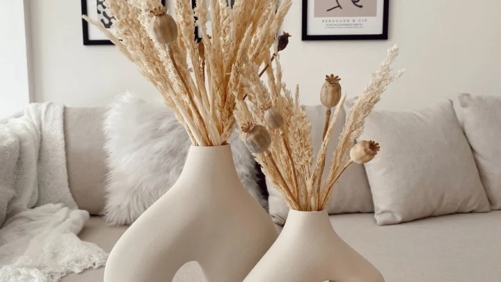 Image for Set of 2 Circular Hollow Ceramic Vase